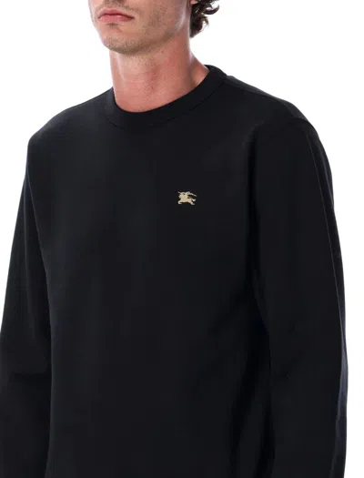 Burberry Cotton Sweatshirt With Logo Embroidery In Black