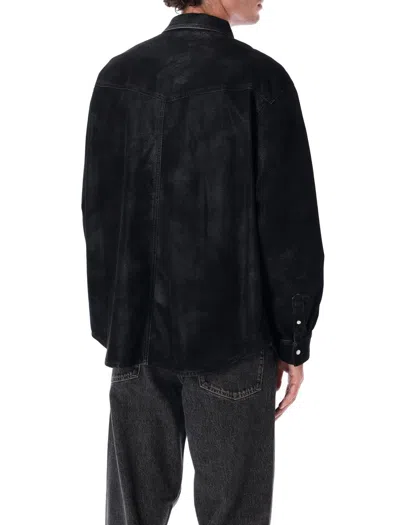 Isabel Marant Vintage Eco Leather Long Sleeve Shirt In Black