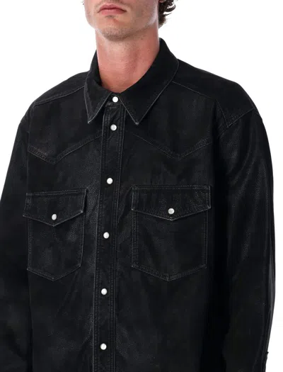 Isabel Marant Vintage Eco Leather Long Sleeve Shirt In Black