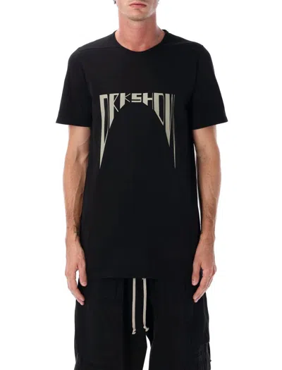 Rick Owens Drkshdw Black Crewneck T-shirt With Logo Print On The Front In Cotton Man In Black