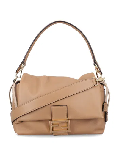 Fendi Medium Shoulder Bag Top Handle In Nude