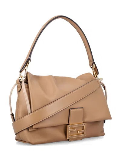 Fendi Medium Shoulder Bag Top Handle In Nude
