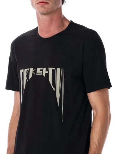 Rick Owens Drkshdw Black Crewneck T-shirt With Logo Print On The Front In Cotton Man In Black