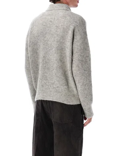 Ami Alexandre Mattiussi Ami Paris Grey Wool And Alpaca Polo Sweater Ami Paris In Gray