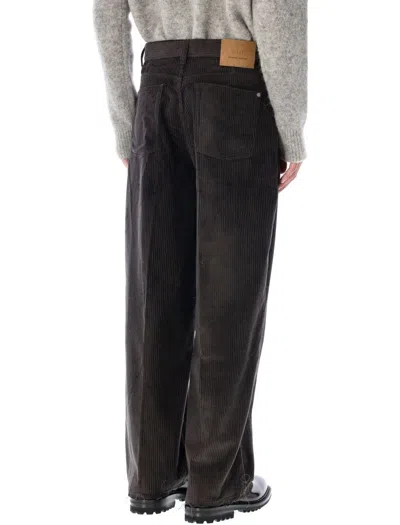 Ami Alexandre Mattiussi Wide Leg Corduroy Trousers Featuring Pockets In Brown