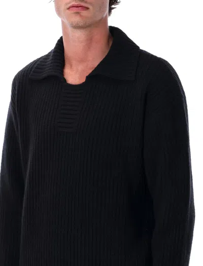 Mfpen Black Collar Sweater In Black