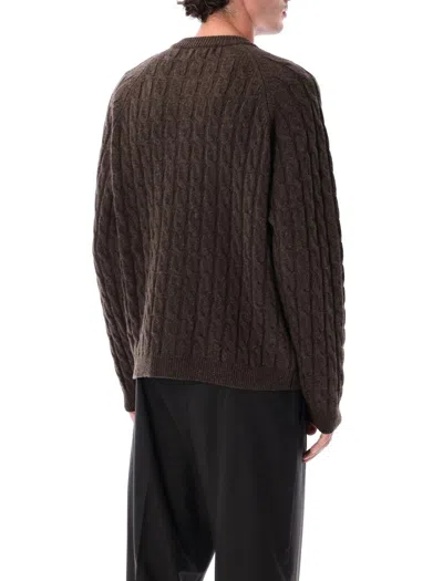 Mfpen Cable-knit Zip Cardigan In Brown