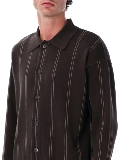 Mfpen Biscuit Stripe Formal Cotton Cardigan In Burgundy