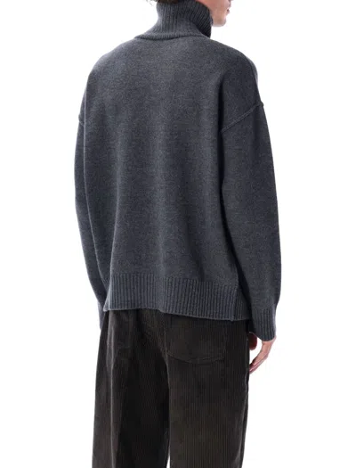 Ami Alexandre Mattiussi Ami Paris Ami Paris Black Wool Ami De Coeur Turtleneck In Blue