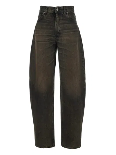 Haikure Relaxed-fit High-waist Jeans With Vintage Wash Effect In Brown