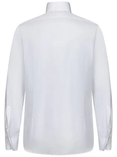 Tom Ford White Cotton Tuxedo Shirt With Pleated Plastron In White