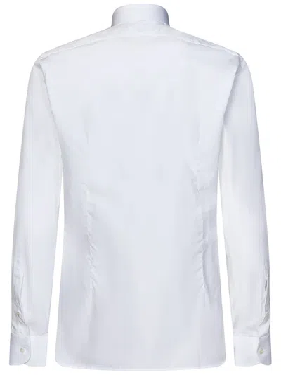 Tom Ford White Cotton Tuxedo Shirt With Pleated Plastron In White