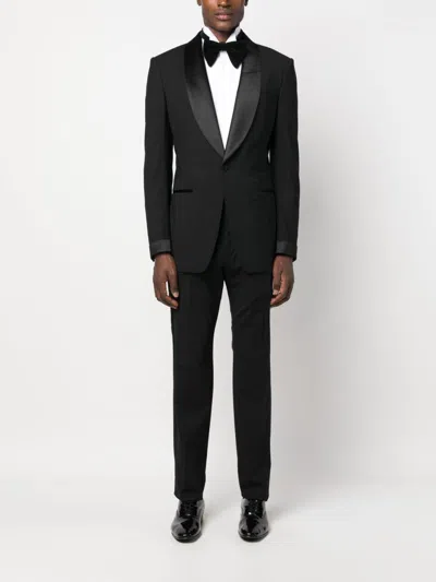 Tom Ford White Cotton Tuxedo Shirt With Pleated Plastron In White