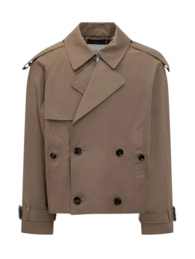 Burberry Men Brown Jacket With Lapels On The Front And Belts On The Cuffs In Cotton Man In Brown