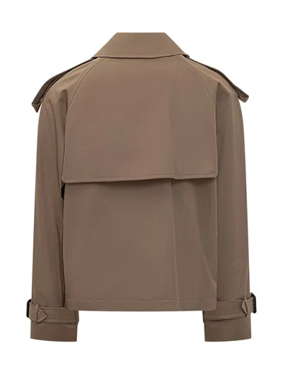 Burberry Men Brown Jacket With Lapels On The Front And Belts On The Cuffs In Cotton Man In Brown
