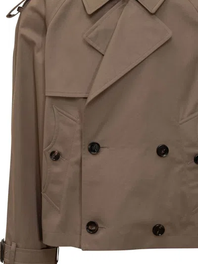 Burberry Men Brown Jacket With Lapels On The Front And Belts On The Cuffs In Cotton Man In Brown