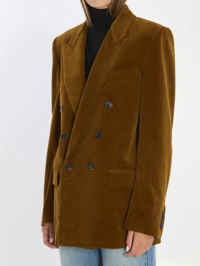 Saint Laurent Jacket In Corduroy In Brown