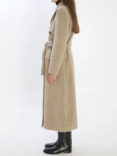 Golden Goose Double-breasted Wool Blend Long Coat In Neutral