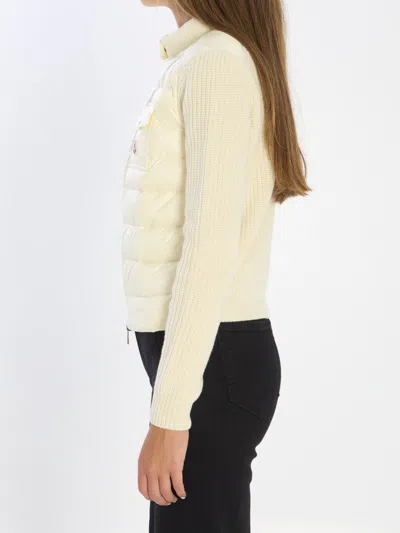 Moncler Wool Zip-up Cardigan Down Jacket In Neutral