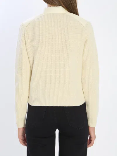 Moncler Wool Zip-up Cardigan Down Jacket In Neutral