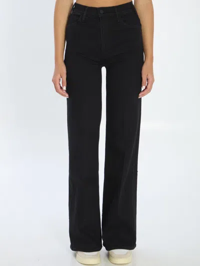 Mother The Hustler Roller Sneak Denim Jeans In Black