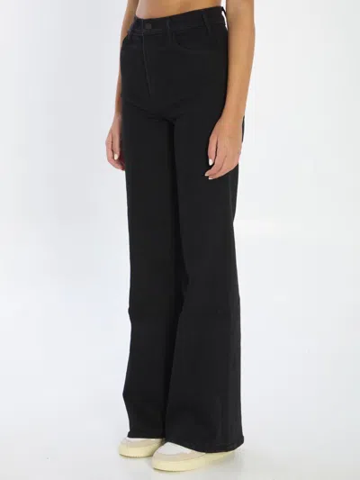 Mother The Hustler Roller Sneak Denim Jeans In Black