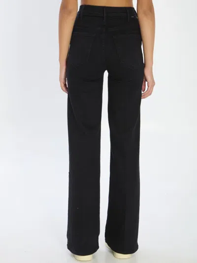 Mother The Hustler Roller Sneak Denim Jeans In Black