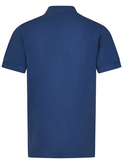 Tom Ford Blue Polo T-shirt With Embroidered Tone On Tone Logo In Cotton Man In Blue