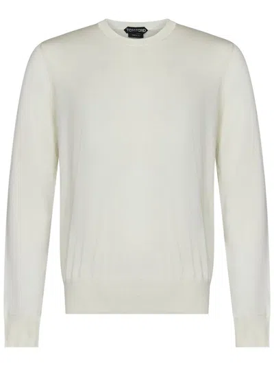 Tom Ford Round Neck Long-sleeved Sweater In White