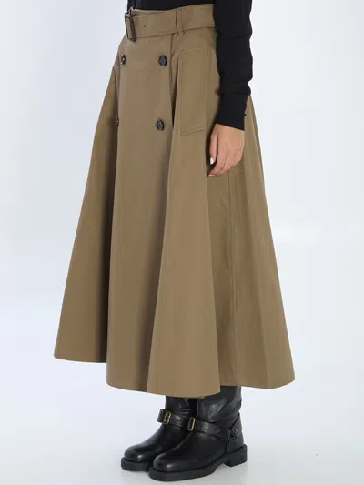 Burberry Beige Skirt With Adjustable Belt And Button Closure In Cotton Woman In Brown