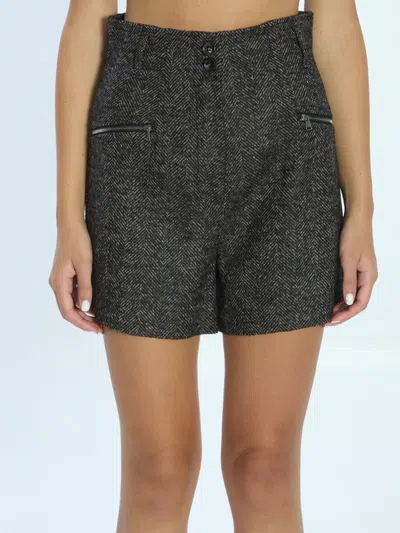 Max Mara Chevron Pattern High Waist Shorts In Brown