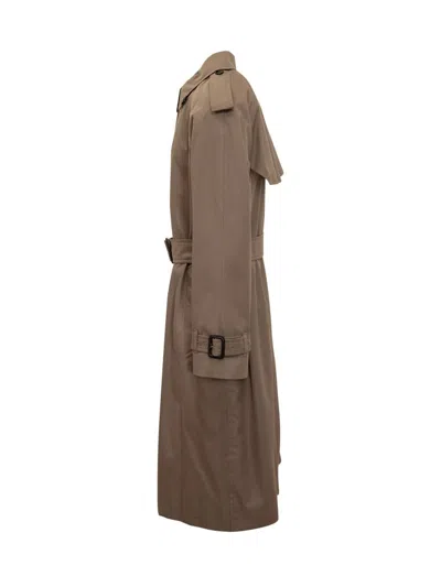 Burberry Long Double-breasted Trench Coat Beige In Brown