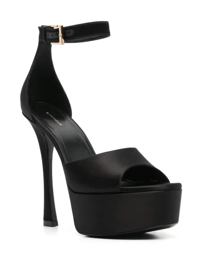 Givenchy Black Platform Sandals With Liquid Viscose-silk Blend In Black