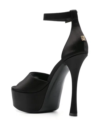 Givenchy Black Platform Sandals With Liquid Viscose-silk Blend In Black