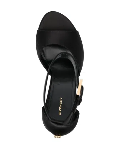 Givenchy Black Platform Sandals With Liquid Viscose-silk Blend In Black