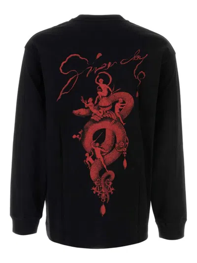 Givenchy Graphic Crewneck T-shirt Front Back Print In Black