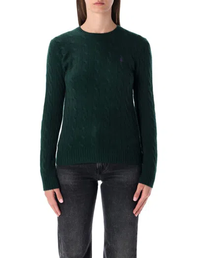 Polo Ralph Lauren Julianna Green Sweater With Round Neck And Pony Embroidery On The Front In Wool And Cashmere Woman In Green