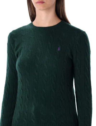 Polo Ralph Lauren Julianna Green Sweater With Round Neck And Pony Embroidery On The Front In Wool And Cashmere Woman In Green