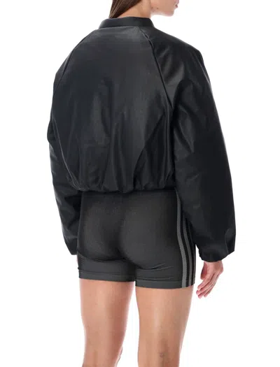 Adidas Originals Pleather Bomber Synthetic Down Jacket Black In Black