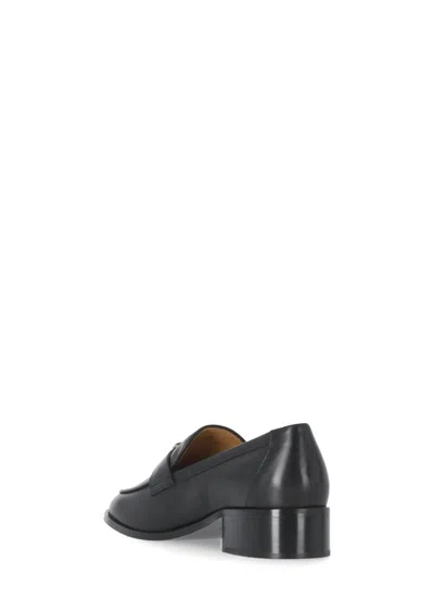 Tod's Leather Loafer With T-timeless Metal Logo In Black
