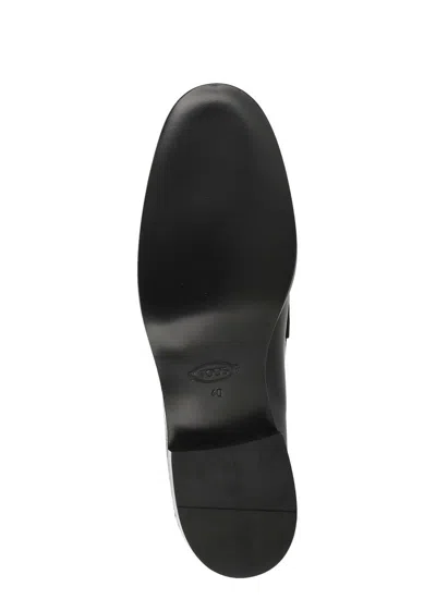 Tod's Leather Loafer With T-timeless Metal Logo In Black
