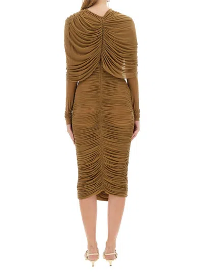 Magda Butrym Dress 17 In Taupe Polyamide Polyester In Brown