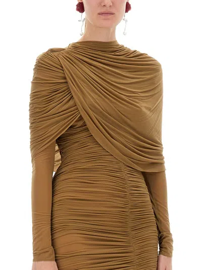 Magda Butrym Dress 17 In Taupe Polyamide Polyester In Brown