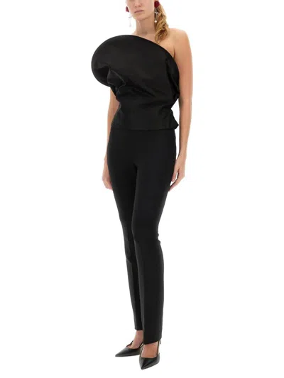 Magda Butrym Sculptural One-shoulder Bustier With Architectural Elements In Black