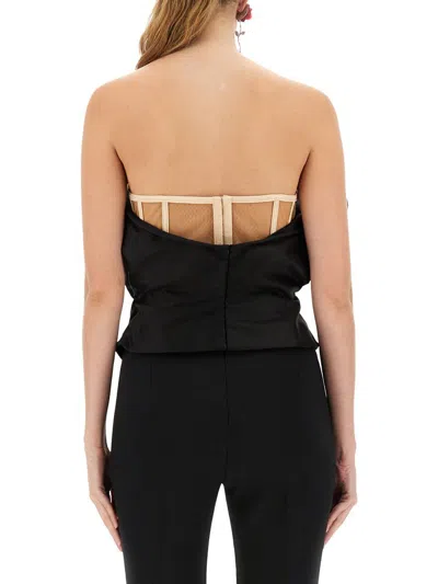 Magda Butrym Sculptural One-shoulder Bustier With Architectural Elements In Black