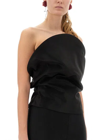 Magda Butrym Sculptural One-shoulder Bustier With Architectural Elements In Black
