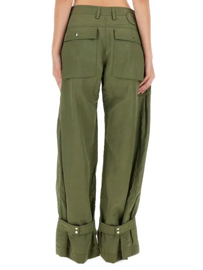 Rabanne Relaxed Wide-leg Cargo Pants With High Waist And Practical Pockets In Green