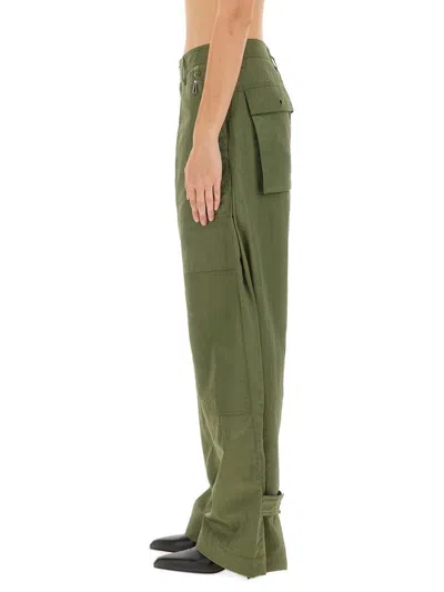 Rabanne Relaxed Wide-leg Cargo Pants With High Waist And Practical Pockets In Green