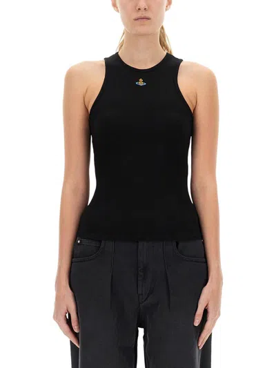 Vivienne Westwood 90s Orb-embellished Ribbed Tank Top Clothing In Black
