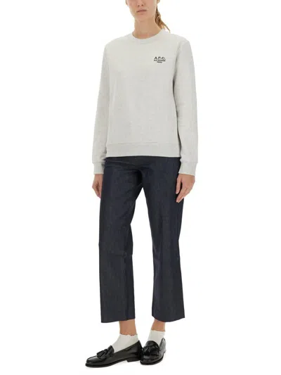 Apc A.p.c. Rue Madame Sweatshirt With Logo In Gray